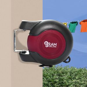 Ram 30m Retractable Clothes Line – Twin Cable Wall Mounted Dryer, Burgundy