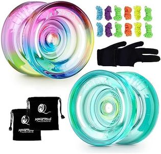 MAGICYOYO K2 Responsive Yoyo for Kids Beginners Yo-Yo with 2 Yoyo Gloves, 2 Yoyo Bags, 12 Yoyo Strings (Crystal Green+Blue Pink Yellow)