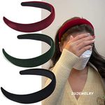 Velvet Wide Headbands for Women Soft Head Band for Women Girls Fashion No Slip Headband Hair Accessories (Black Red Green)