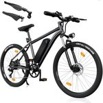 Finbike M10/M10S Electric Bike Adults, 26" Electric Mountain Bike with Removable Battery, 60/75 KM Range Electric Bicycle, 5 Speed Levels & 7-Speed Derailleur, LCD Display, E-Bike for Adults