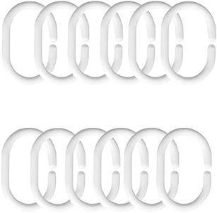 Anillas para Cortina de Ducha, 12 Pcs Anillas de Plástico para Cortinas, Anillos para Cortina de Duacha en Forma de C, para Cortinas