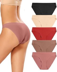 voenxe Women Bikini Underwear,Seamless Breathable Ladies Panties,No Show Comfortable Briefs Undies for Women,Hipster,5-Pack