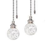 2PCS White Pull Chain Crystal Glass Ice Cracked Ball Pull Chain for Ceiling Fan Light Decoration 50cm Extension Chain