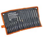 Pin Punch Set 18 Pieces Heavy Duty Kit with Automatic Centre Punch 8", 6" & 4" Pin Punches in Canvas Tool Roll