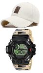 SELLORIA BRAND - Digital Sports Watch, Multi-Functional Watch for Boys & Men with Cap and Watch, Combo Pack of 2 (WHITE)