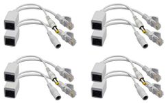 zdyCGTime Passive PoE Injector and PoE Splitter Kit with RJ45 Ethernet and Power via DC 5.5x2.1 mm F/M Adaptor Connector（White 4 Pairs