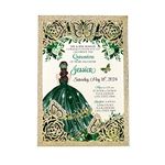 DORIS HOME 50 Pcs Blank Light Gold Glitter Quinceanera Invitations, Hollow Butterflies with Flowers, Invitation Cards with Envelopes for Miss XV/Sweet 16/Birthday