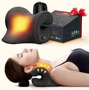 3s Heated Neck Stretcher for Neck Pain Relief, Graphene Heating Pad, Odorless Neck Cloud Cervical Traction Device Chiropractic Pillow for Neck and Shoulder, Gifts for Men, Women, Mom, Dad (Black)