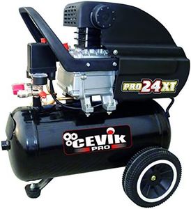 CEVIK PRO - CA-PRO24XT - Compresor de Aire Monoblock - 73 dB - Capacidad 24 L - Motor de 2.5HP - Presión Máx 8 Bar - Caudal 205 l/min - Lubricación con Aceite - Ruedas para Transporte - Asa Ergonómica