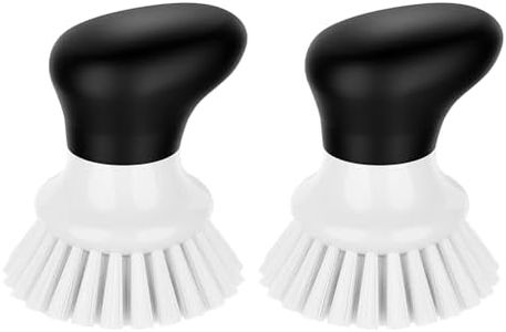 MR.SIGA Cepillo para Fregar Platos, Cepillo de Palma con Agarre ergonómico, cepillos de Cocina para Platos, Blanco, Paquete de 2