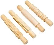 Creation Station Textured Wooden Rolling Pins, Beige, Small