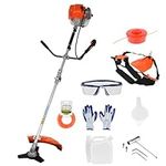 Wilitto Gas String Trimmer,Weed Wacker Gas Powered,Weed Eater 52cc 2-Stroke Brush Cutter 2 in 1 Cordless Hedge Trimmer Straight Shaft Multi Yard Care Tools,Rubber Handle & Shoulder Strap Included Ora