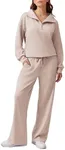 PINSPARK 2 Piece Sets for Women 2024 Fall Outfits Sweatsuit Oversized Sweatshirt Wide Leg Sweatpants Matching Set Tracksuit