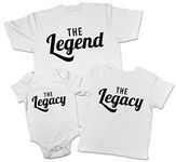 Shopagift Father's Day The Legend The Legacy Father Son Matching Outfits T-Shirt for Dad Son Baby White