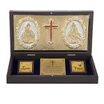 INTERNATIONAL GIFT 24 Karat Gold Coated Jesus God Idol with Charan Paduka | Devotional Prayer Box (13H X 21W X 11.5L Centimeters)