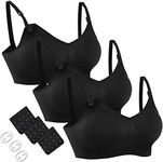 HOFISH Women's Adjustable Seamless Nursing Bra Push Up Comfort Sleep Bralette Black 2XL