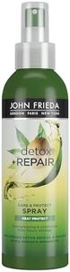 JOHN FRIEDA - Spray Detox 200 ml, Protector de Calor y Reparador del Pelo Dañado y Seco, Protege de los Quiebres y las Puntas Abiertas, Libera el Cabello de Impurezas