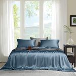 Linenweaves Organic Eucalyptus 4PC Sheet Set Tencel Lyocell, Natural, Softest, 400 Thread Count Smooth Like Silk Sheet (Queen, Bahamas Blue)