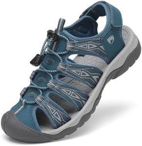 Dannto Women's Sport Hiking Sandals Closed Toe Outdoor Athletic Walking Sandal Lightweight Summer Water Shoes Navy Blue Size 11