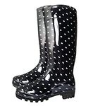 SUGAR ISLAND Ladies Womens Wellies Snow Rain Festival Wellington Boots Size (Black SPOT-8)