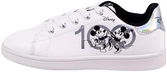 Disney Mickey und Minnie Mouse Sneakers, White, 1 UK