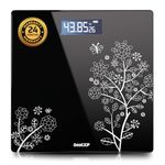 beatXP Floral Digital Bathroom Weighing Scale with LCD Panel & Thick Tempered Glass, Electronic Weight Machine for Human Body - 2 Year Warranty