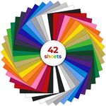 Heat Transfer Vinyl 42 Pack: Ohuhu 12" x 10" HTV Vinyl for Circut Easy to Cut & Weed for T-Shirts Hats Leathers DIY - 20 Glossy Colours Iron on Vinyl via Heat Press Machine & Craft Cutter Machine