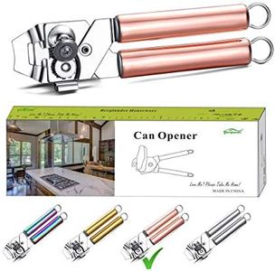 Berglander Abrelatas, abridor de latas con mango de oro rosa de acero inoxidable, abridor de latas con mango de oro rosa de titainium, abrelatas manual de borde liso, resistente (oro rosa)