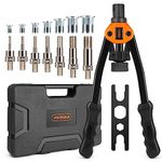 VonHaus Rivet Nut Gun - Rivnut Tool - Hand Riveter Pliers Set - Nutsert Tool - with M3 M4 M5 M6 M8 M10 M12 Metric 7 Mandrels and 150Pcs Assorted Rivnuts - Nutsert Thread Setter with Carrying Case