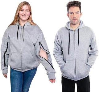 Inspired Comforts Unisex Dialysis Hoodie Sweatshirt with Two Way Zips for Arm Port Access | Full Sleeve |Warm Fleece| L, Grey