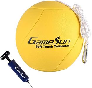 GAMESUN Tetherball Ball and Rope with Carabineer, Soft Touch, Portable Tetherballs with Soft Rope - Great Outdoor Game for Kids