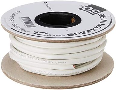 Monoprice 102816 Access Series 12 Gauge AWG CL2 Rated 2 Conductor Speaker Wire/Cable - 50ft Fire Safety in Wall Rated, Jacketed in White PVC Material 99.9% Oxygen-Free Pure Bare Copper