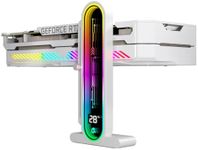 ARGB GPU Support Bracket with Temperature Display（Ambient Case Temp），5V 3pin Universal GPU Bracket，Graphics Video Card Brace with Height Adjustable，DY7-White