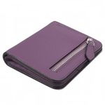 GADIEMKENSD Women Bi-fold Purse RFID Blocking Credit Card Holder Leather Travel Wallet for Woman Zipper Small Coin Pocket Cute Compact Ladies Purse with ID Window Card Cash Slots Ultra Slim Purple