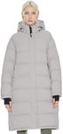 Orolay Women's Long Down Jacket Detachable Hooded Puffer Jacket Winter Warm Down Coat with Hem Slit Gray Small