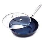 Blue Diamond Cookware 11" Skillet Frying Pan Skillet, Hard Anodized Healthy Ceramic Nonstick PFAS & PFOA-Free, Dishwasher & Oven Safe, Even Heating, Metal Utensil Safe, Warp Control, Blue