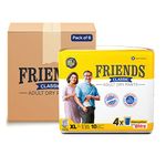 Friends Classic Adult Diapers Pants Style - 60 Count (Extra Large) with odour lock and Anti-Bacterial Absorbent Core- Waist Size 30-56 inch ; 76-142cm