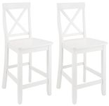 Crosley Furniture X-Back Wood Counter Height Bar Stools Set of 2, White, 24-inch