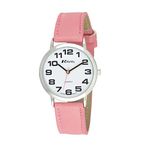 Ravel Large Case Fashion on PU Strap Women's Quartz Watch with White Dial Analogue Display and Pink Plastic Strap R0105.13.5