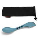 Wild Peak Plastic Spork - Lightweight & Strong All in one Spoon, Fork, Knife Cutlery with Optional Storage Bag ▲ (Sky Blue, with Storage Bag)