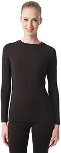 Jasmine Silk Ladies' Modal Thermal Long Sleeve Top Black for Women (Large)