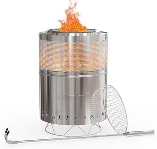 UNHO Stove Smokeless Fire Pit: 46x36 cm Outdoor Camping Firepit Garden Yard Wood Burning Fireplace Firewood Log Burner BBQ Grill, Stainless Steel