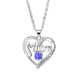 BESPMOSP Mum Necklace Mother's Day Gifts Heart Gifts Birthday Gifts For Mum Crystal Pendant Necklace (Blue)