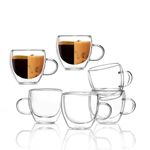 DOMINGO HUB® Double Wall Glass Tea-Coffee Cup 80 ML, Set of 6 (Samll Size) Borosilicate Glass Double Wall Extra Wide Fancy Tea-Coffee Mug, Insulated Coffee Mugs, Espresso, Latte, Cappuccino