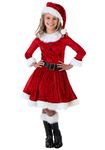 Santa's Little Helper: Red Crushed Velvet Mrs. Claus Costume with Hat - Perfect for Holiday Festivities and Photos! Large