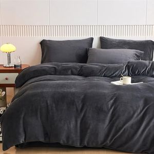 CLOTHKNOW Black Velvet Full Comforter Set, 3Pcs High Material Fluffy Bedding Comforter, Includes 1 Comforter & 2 Pillowcases, Best for Sleeping, Home Decor