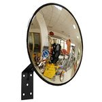 Traffic Curved Convex Wide Angle Mirror, 30 cm / 12", Unbreakable for Road Safety Shop Security with Adjustable Wall Fixing Bracket