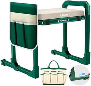 Saker Garden Kneeler and Seat Foldable Gardening Stool with Extendable Legs & Thickened Pad, Tool/Storage Bag, Heavy Duty Support for Elderly, Gardening, Outdoor Use