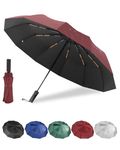 Lulizar Folding Umbrella, 2024 Upgraded Strong 24 Ribs Compact Windproof Automatic Umbrellas, Windproof Travel Umbrellas for Rain - Easy Auto Open Close, Durable & Portable Umbrella for Travel, Red