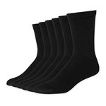 Hanes Men's Red Label Pack of 6 Cushion Crew Socks, BLACK, US